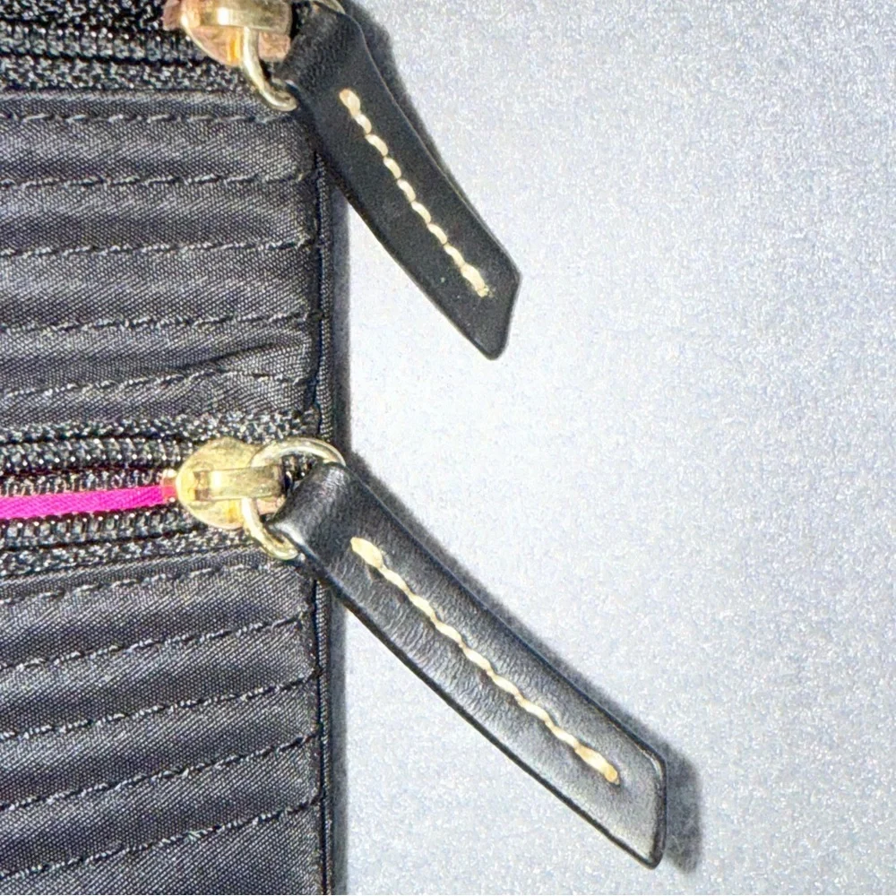 Dooney & Bourke Black‎ Nylon Small Crossbody Bag Hot pink inside 3 zip pockets